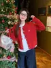 Suéter cardigã preguiçoso de malha feminina outono e inverno novo outono inicial jaqueta de tricô top amarelo angorá vermelho