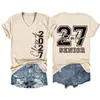 27 vinte sênior Amazon eBay estação independente casual confortável versátil feminina gola V manga curta camiseta