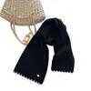 Cachecol de tricô de cor pura estilo Chanel coreano para mulheres, quente e versátil para outono e inverno, xale de imitação de caxemira, aquecedor de pescoço de lã para casais