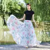 26 Nova Saia Estampada Estilo Boho Resort Europeu e Americano Primavera/Verão com Barra Larga para Mulheres