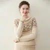 2025 Nova Malha de Cashmere Feminina Outono e Inverno Estilo Retrô Jacquard Fair Isle Moda Doce Malha Tricotada