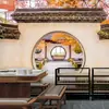 Papel tapiz de patio de arquitectura clásica china tridimensional arco restaurante de barbacoa restaurante Tela de pared restaurante de olla caliente pared de fondo papel tapiz