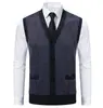 Nuevo chaleco cárdigan de punto transfronterizo para hombre, adecuado para usar en capas en otoño e invierno, chaleco chaqueta de punto cálido y entallado para hombre