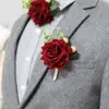 Venta al por mayor Ramo de muñeca para boda de novia china dama de honor flor de muñeca para boda novio padrino ramillete rosa de simulación 6 colores