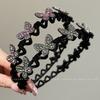 Diadema con ondas de mariposa y diamantes de imitación para niña, accesorio para el cabello de alta calidad, sin forro, 2024