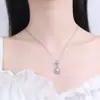 Colar de diamante de simulação de desejo feminino banhado a ouro 18k corrente de clavícula gota d'água pingente de pêra ouro branco 3A joias de zircônia
