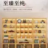 Novo Armário de Exposição Estilo Chinês com Painel Traseiro, Estante de Livros, Armário de Armazenamento, Prateleira Multiuso, Armário de Exposição de Fundo para Sala de Chá, Armário de Exposição