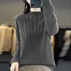 Suéter de punto estilo francés con cuello alto medio y adornos de pedrería, para mujer, otoño e invierno, suave y cálido, de manga larga, capa base, elegante jersey para llevar debajo