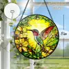 Colibrí Girasol Vitral Atrapasol Redondo Decoración Colgante para Ventana de Jardín Exclusivamente para Suministro Transfronterizo Adorno Colgante para Jardín