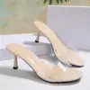 Sandalias Versátiles con Tacón Delgado, Punta Redonda, Mules Sexy de Punta Abierta, Nuevas Sandalias Transparentes de Tacón Alto para Mujer Verano 2026
