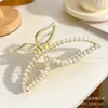 Pinza para el Cabello Grande de Mariposa con Perlas para Mujer, Accesorio para el Cabello con Diseño de Verano, Pinza de Tiburón para la Parte Trasera de la Cabeza, Adorno Elegante para el Cabello
