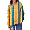 2023 Amazon transfronteiriço top 3 mais vendidos listrado 3D europeu e americano novo vestuário feminino suéter feminino ombro a ombro feminino blusa de base Feminino