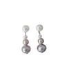 Conjunto de Colar e Pulseira S925 Prata Esterlina Pérola Natural Aurora Redonda Pequena Lâmpada Azul Mirtilo Roxo Ultra-Fino Sensação Fresca