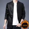Abrigo de Cuero para Hombre Moda Guapo Estilo Coreano Ropa Traje de Moto Chaqueta de Hombre Corte Ajustado Forro Polar Engrosado Cálido TikTok
