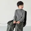 Suéter de Canalé Estilo Coreano Nuevo Invierno 2026 Tongku para Niños, Top de Punto Capa Interior para Niños, Tejido de Punto de Moda