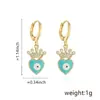 Brincos Elegantes Franceses Banhados a Cobre Ouro Real Zircônia Olhos de Gota de Óleo Coração Brincos Distintivos para Mulheres Fornecimento Transfronteiriço