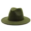 Exportación Transfronteriza Sombreros Cálidos de Otoño e Invierno para Hombres y Mujeres Sombrero de Lana Jazz de Ala Ancha Sombrero de Fieltro Ligero Retro Británico de Color Puro