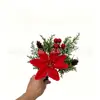 Producto más vendido en Amazon para ventas transfronterizas: flor de pascua artificial, ramitas de pino, frutos rojos, ramo de bayas, plantas verdes artificiales y decoraciones navideñas