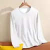 Camiseta de manga larga con cuello redondo para hombre, ropa interior térmica de otoño/invierno, forrada de polar y engrosada, color liso, capa interior de moda, top de capa base