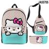 Mochila cruzada con diseño de Hello Kitty en 3D, bolso bandolera, estuche para lápices, conjunto estampado de tres piezas