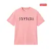 Camiseta de Algodón Pesado Moda Americana Transfronteriza Estampado de Letras Supreme Cuello Redondo Manga Corta Unisex Holgada Casual para Hombres y Mujeres