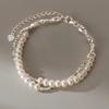 Pulsera Nalan S925 de plata esterlina con doble capa de cuerda y perlas rotas, estilo frío, joyería de mano de alta calidad para mujer S6919