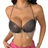 Moda Veraniega Europea y Americana Transfronteriza Bikini de Red Sexy con Strass para Mujer, Tirante con Diamantes, Top Interior Spice Girls