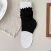 Calcetines sin pie estilo ballet con bordes rizados, malla ligeramente transparente, transpirables, estilo fino de verano, look JK adelgazante, adecuados para usar con ropa exterior, calcetines de media planta