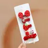 Grampo de Cabelo Laço Vermelho Fofo de Ano Novo para Crianças Meninas Flor Desenho Animado Presilha Lateral Bebê Presilha Bico de Pato de Ano Novo Acessório de Cabeça