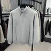 Novo Suéter Masculino de Meio Zíper Cor Sólida Outono e Inverno Gola Alta Meia Espessura Quente Casual Versátil Tricô Camisa Base