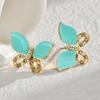 Brincos de borboleta de aço inoxidável com diamantes estilo literário INS retrô francês brincos transparentes elegantes brincos para senhoras atacado