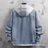 Novedad Primavera y Otoño 2022 Ropa Casual con Capucha de Mezclilla para Jóvenes Top Hombres Falso Dos Piezas Top Atractivo y Moderno