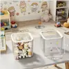 Caja de Almacenamiento con Tapa de Botón para Accesorios del Cabello, Cosméticos, Papelería Linda, Almacenamiento de Escritorio para Collares, Caja de Joyería Transparente, Portalápices, Gran Capacidad