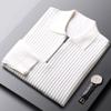 Suéter Casual de Otoño e Invierno para Hombre Nuevo Versátil Negocios Retro Solapa Suéter Color Sólido Cierre Cálido Manga Larga