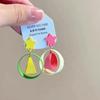 Moda Fresca Arte Dopamina Estrela Círculo Pingente Brincos Sem Orelha Femininos Feriado Doce Placa de Mosquito
