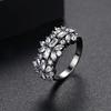 Anillo Jinse Negro en Latón Circonita Anillo Femenino Moda Coreana Nuevo Ajustable Joyería de Mano Abierta Regalo