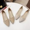 Sapatos Planos Respiráveis de Boca Rasa Estilo Pequeno Cheiroso para Emagrecer Sapatos de Tamanho Grande Sapatos de Tela com Decote V Bico Fino Solado Macio Estilo Fada