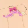 Decoración de pastel de moda, juego de adornos de decoración de pastel de conejito rosa para accesorios de pastel de cumpleaños rosa de niñas
