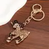 Serie de los Doce Animales Llavero de Cabra Metal Incrustado con Diamantes Lindo Animal Llavero para Coche Accesorios Colgantes para Bolsos