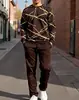 Conjunto de Sudadera Casual de Moda Europea y Americana Temu Transfronterizo Nuevo Conjunto de Dos Piezas Holgado para Hombre con Cuello Redondo y Pantalones