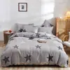 Conjunto de cuatro piezas de cachemira para planta, estilo nórdico, juego de tres piezas de sábana cepillada agradable al tacto, juego de ropa de cama, funda de edredón para dormitorio de estudiante