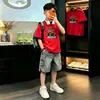 Conjunto de Verano para Niños 2026 Estilo Nuevo Niños Medianos y Grandes Camiseta de Manga Corta de Verano Delgada Sensación de Hielo Conjunto de Dos Piezas Estilo Verano Moderno Fresco