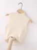 Chaleco de Punto Acanalado sin Mangas de Cuello Medio para Mujer, Corte Ajustado, Camiseta Base Adelgazante sin Mangas, Camiseta, Adecuado para Usar Debajo de un Traje