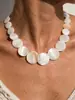 Colar de Concha Feminino de Alto Padrão Estilo Resort Corrente de Clavícula Simples Fashionável Joia Versátil Artística de Nicho