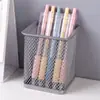 Contenedor Redondo Hueco para Bolígrafos Estudiante Escritorio Rejilla de Hierro Caja de Almacenamiento para Papelería Suministros de Oficina Tubo de Almacenamiento Simple de Malla