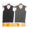 2 piezas chaleco térmico forrado de forro polar para mediana edad para hombre con forro de forro polar engrosado otoño e invierno ajuste ceñido chaleco ropa interior cuello en V camiseta interior