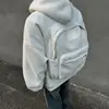 Design Pesado Estilo Americano Mochila Tridimensional Cardigan Moletom Jaqueta com Capuz Esportiva Nova para Homens Primavera e Outono