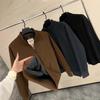 ¡Gabinete 399! Mezcla de Algodón y Lana + Compuesto de Terciopelo Austriaco! Sudadera de Polar de Color Puro Versátil de Cuello Alto Medio para Hombre