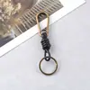 Llavero Tejido de Cuero de Vaca Hecho a Mano Vintage Cierre de Langosta Anillo de Metal Colgante para Bolso de Hombre Accesorios DIY