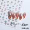 Adesivos de Unha Novos Transfronteiriços de Beleza Completa Rosa Renderização Pintada à Mão Rosa Borboleta Flor Adesivos de Arte de Unha